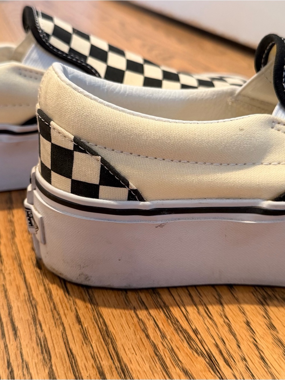 Vans' Classic Slip-On Checkerboard Sneakers - Black/White - Picture 10 of 14